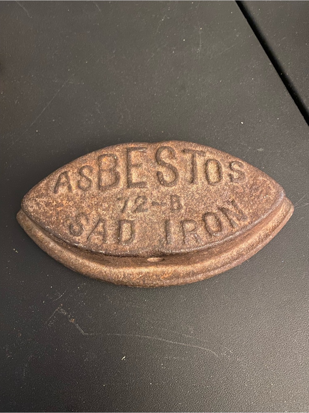 Antique Cast Iron ASBESTOS 72-B Sad Iron - Rustic